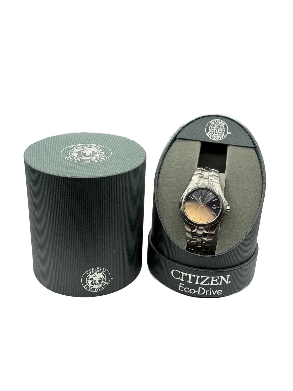 Citizen Eco-Drive Men's Stainless Steel Watch Blue Dial WR 100 Date Original Box